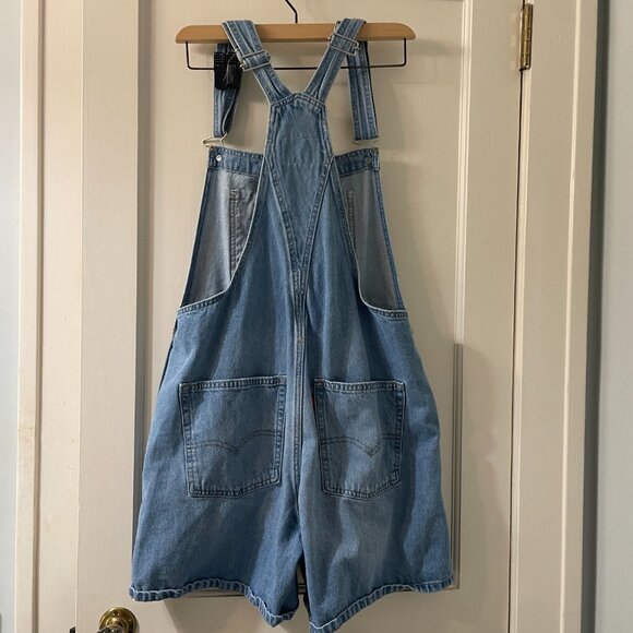 Levi's Shortalls Size M Two Horse Brand Overalls Shorts Medium Wash - Picture 3 of 12